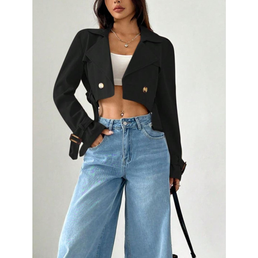 Double-Breasted Cropped Outerwear Apparel and Accessories