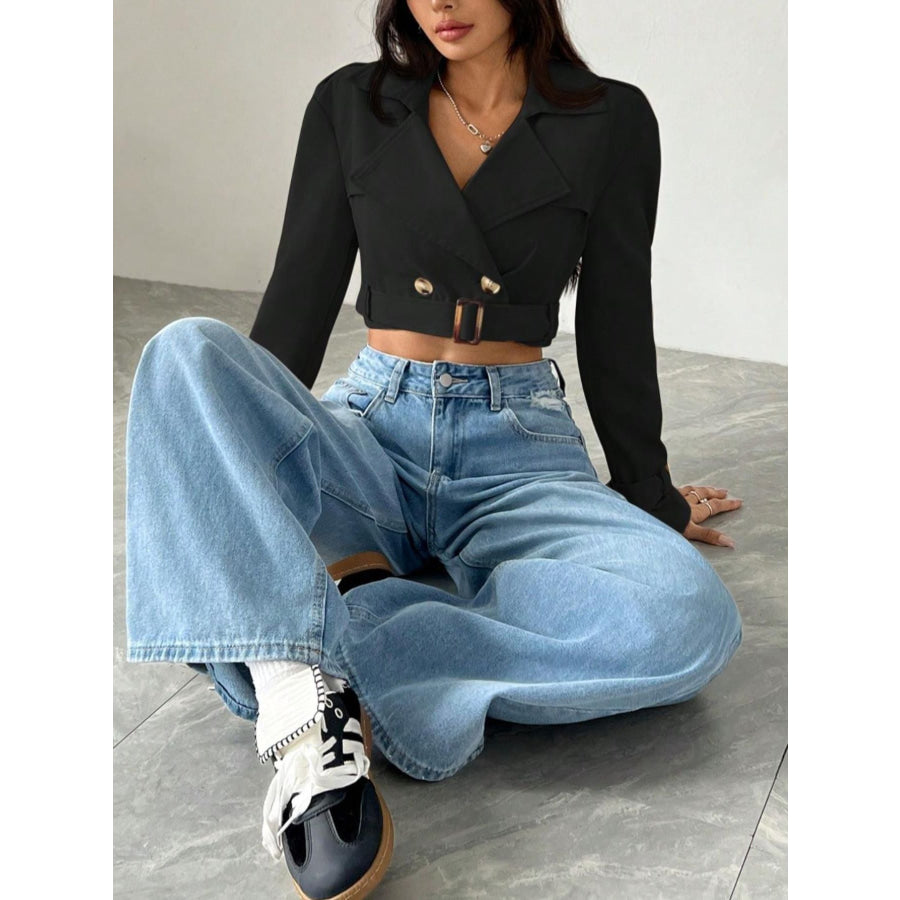 Double-Breasted Cropped Outerwear Apparel and Accessories