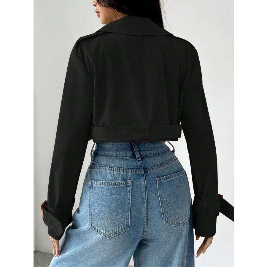 Double-Breasted Cropped Outerwear Apparel and Accessories