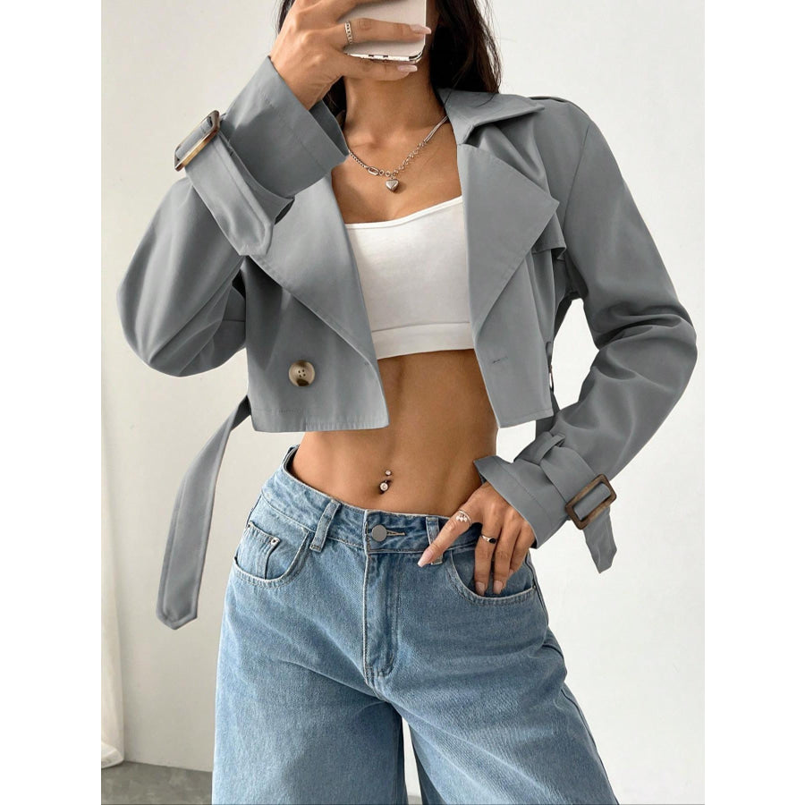 Double-Breasted Cropped Outerwear Apparel and Accessories