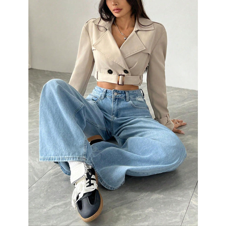 Double-Breasted Cropped Outerwear Apparel and Accessories