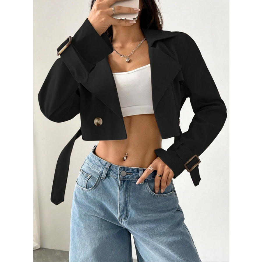 Double-Breasted Cropped Outerwear Apparel and Accessories