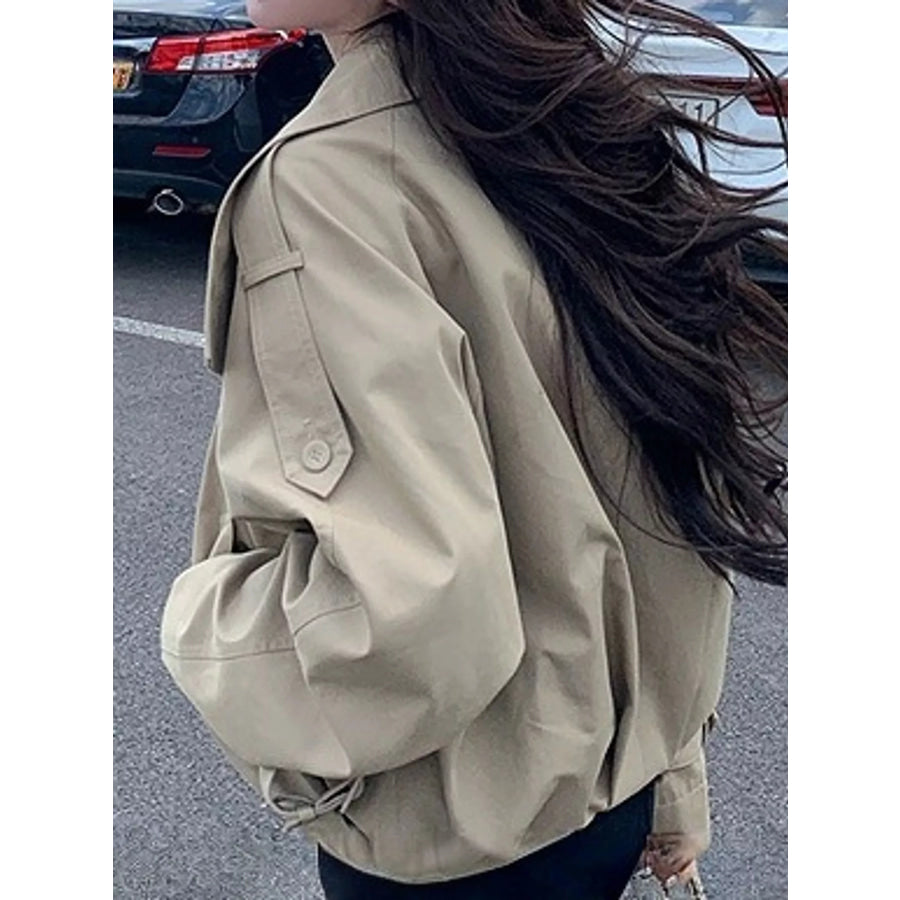 Double-Breasted Cropped Trench Jacket Apparel and Accessories