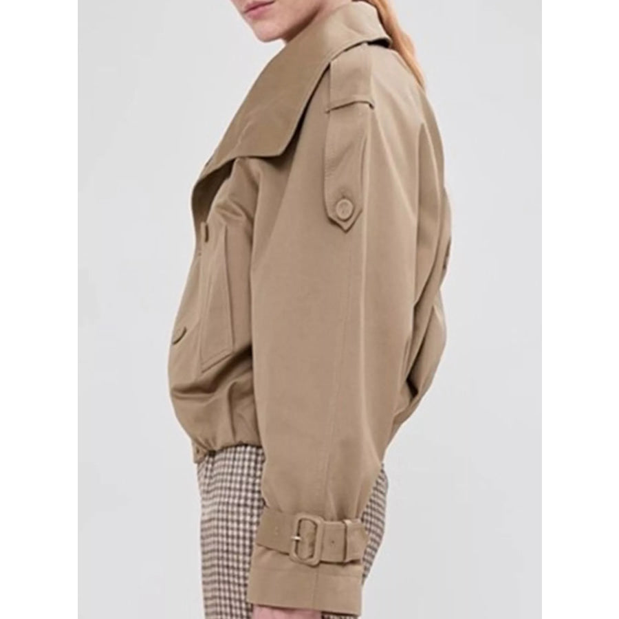 Double-Breasted Cropped Trench Jacket Apparel and Accessories