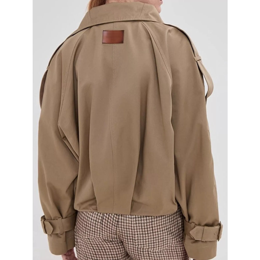 Double-Breasted Cropped Trench Jacket Apparel and Accessories