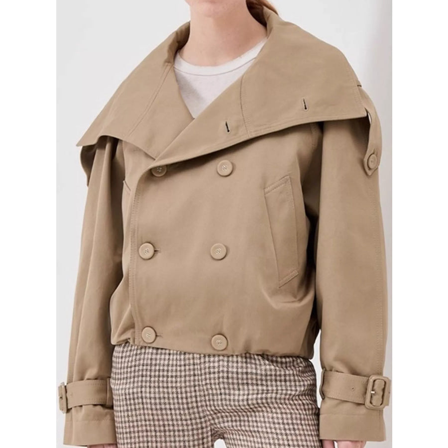 Double-Breasted Cropped Trench Jacket Apparel and Accessories