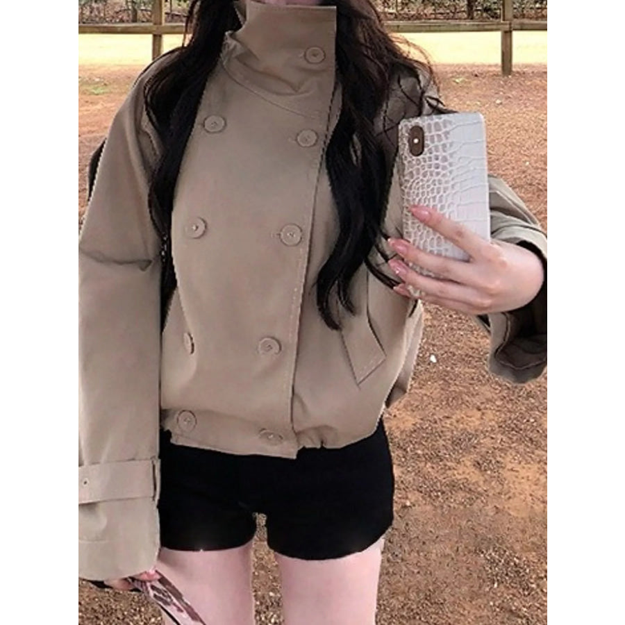 Double-Breasted Cropped Trench Jacket Apparel and Accessories