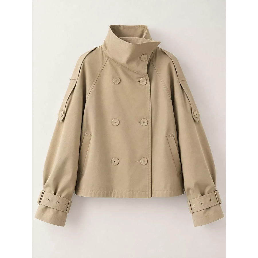 Double-Breasted Cropped Trench Jacket Apparel and Accessories