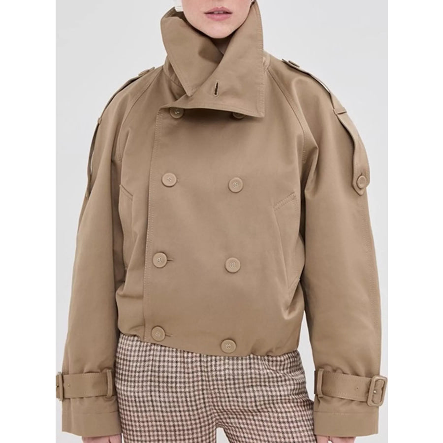 Double-Breasted Cropped Trench Jacket Apparel and Accessories