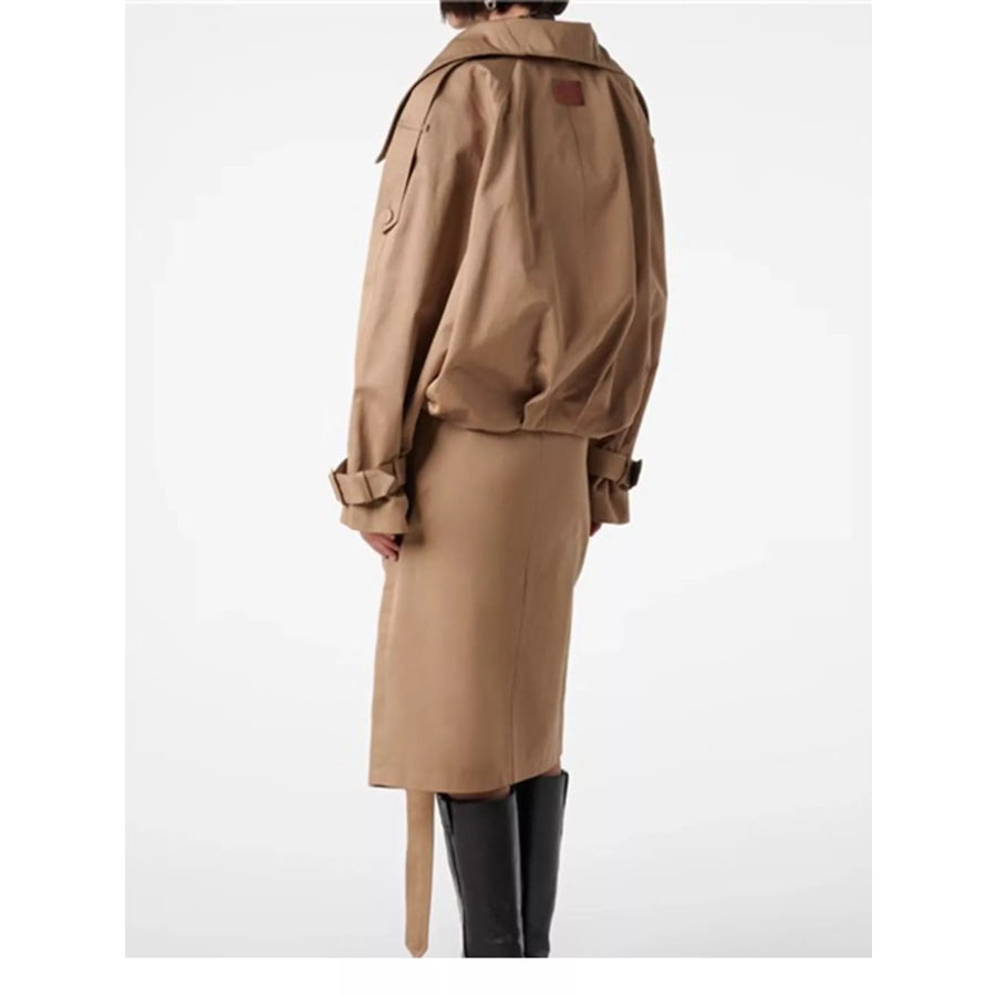 Double-Breasted Cropped Trench Jacket Apparel and Accessories