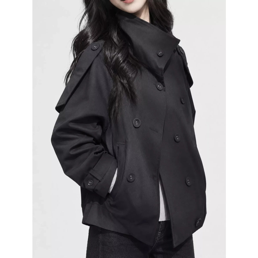Double-Breasted Cropped Trench Jacket Apparel and Accessories