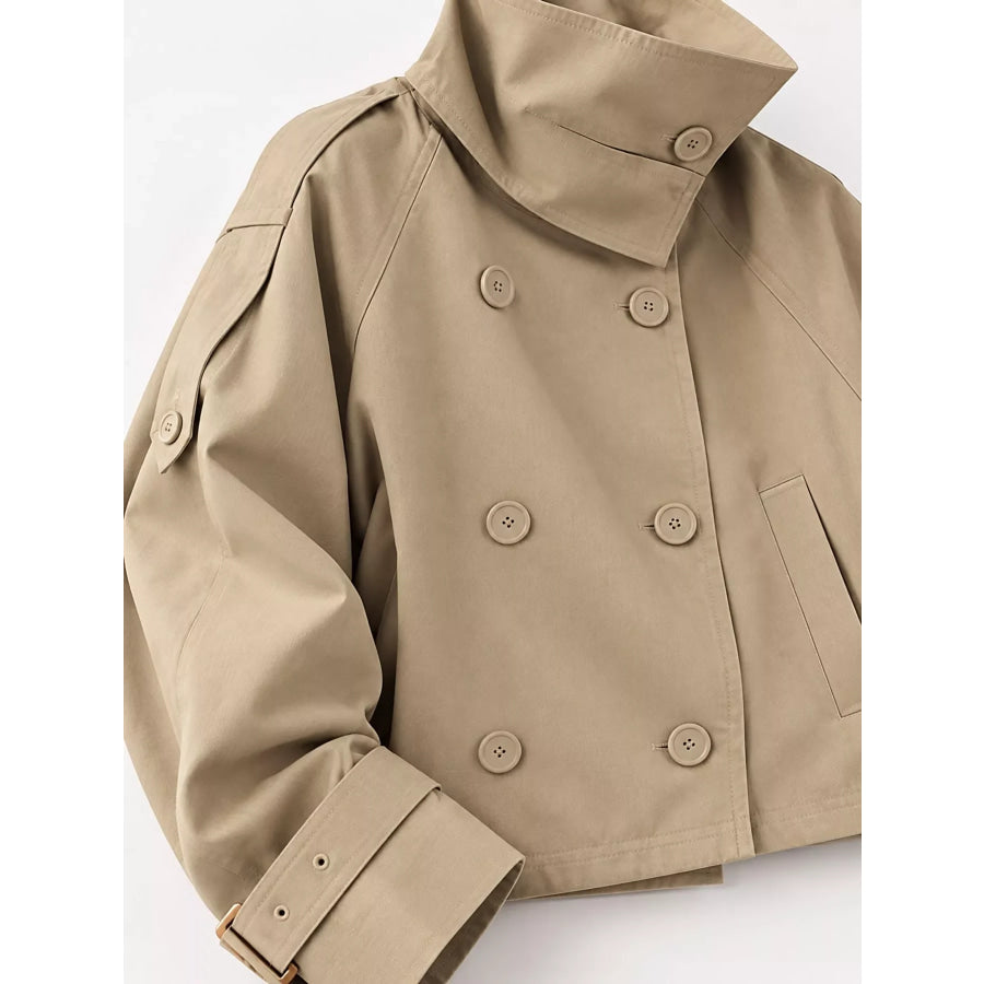 Double-Breasted Cropped Trench Jacket Apparel and Accessories