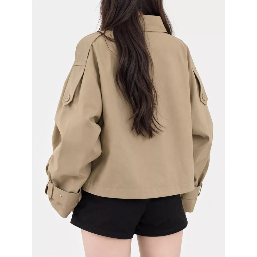 Double-Breasted Cropped Trench Jacket Apparel and Accessories