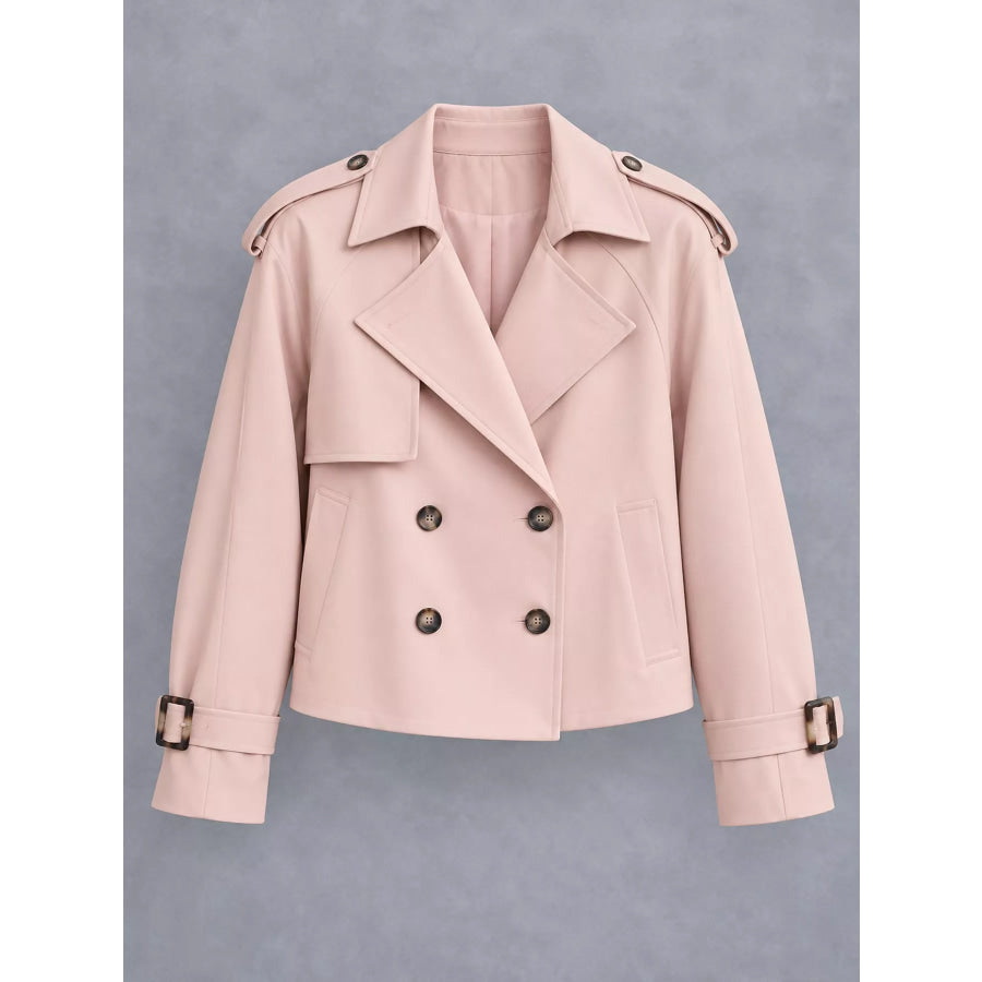 Double-Breasted Cropped Trench Outerwear Apparel and Accessories