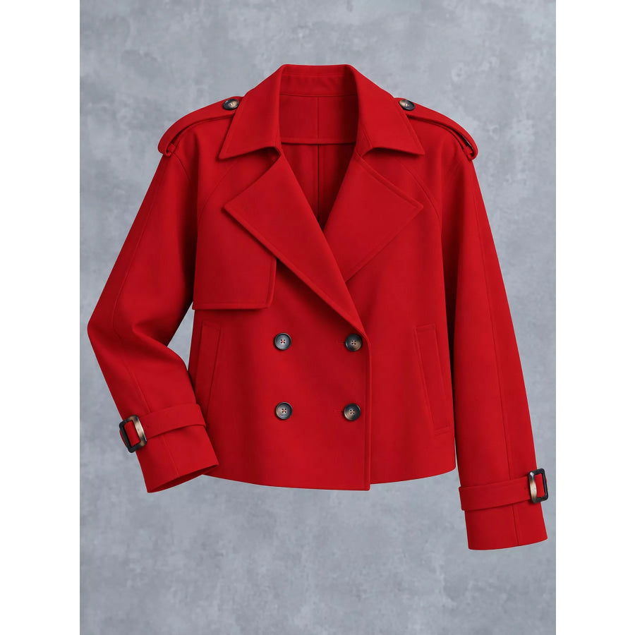 Double-Breasted Cropped Trench Outerwear Apparel and Accessories