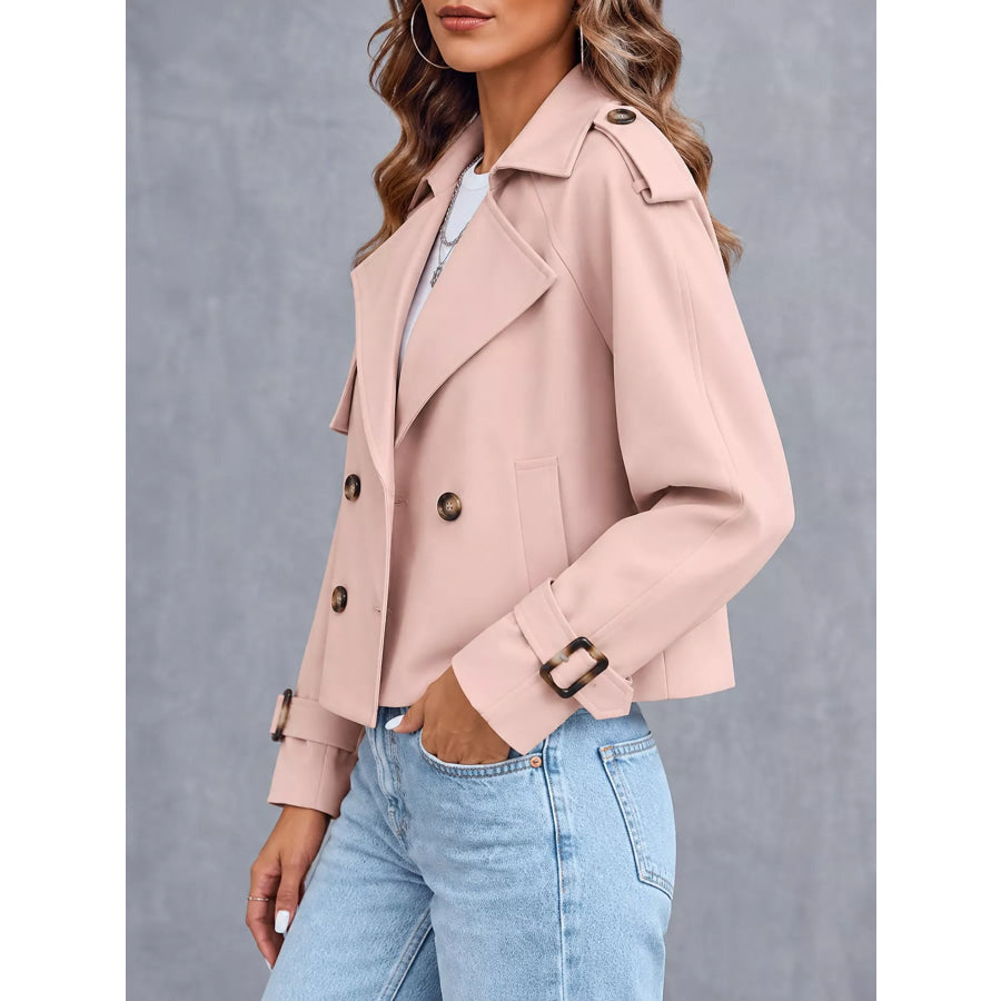 Double-Breasted Cropped Trench Outerwear Apparel and Accessories