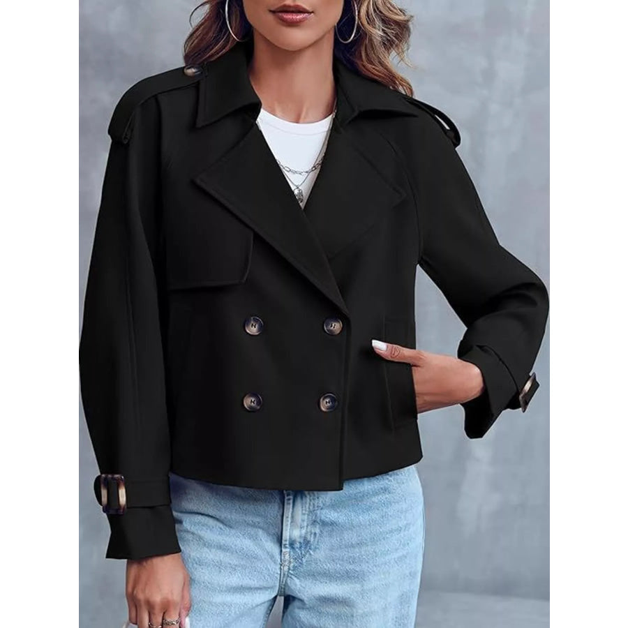 Double-Breasted Cropped Trench Outerwear Apparel and Accessories