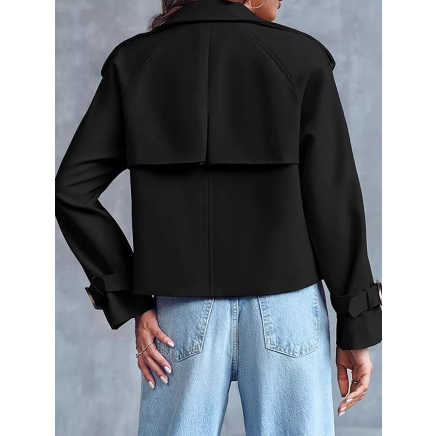 Double-Breasted Cropped Trench Outerwear Apparel and Accessories