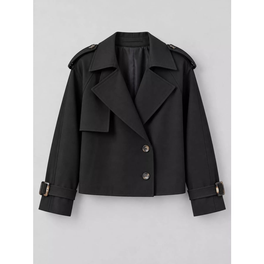 Double-Breasted Cropped Trench Outerwear Apparel and Accessories