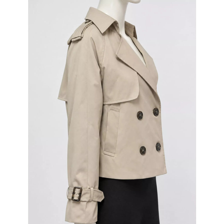 Double-Breasted Cropped Trench Outerwear Apparel and Accessories