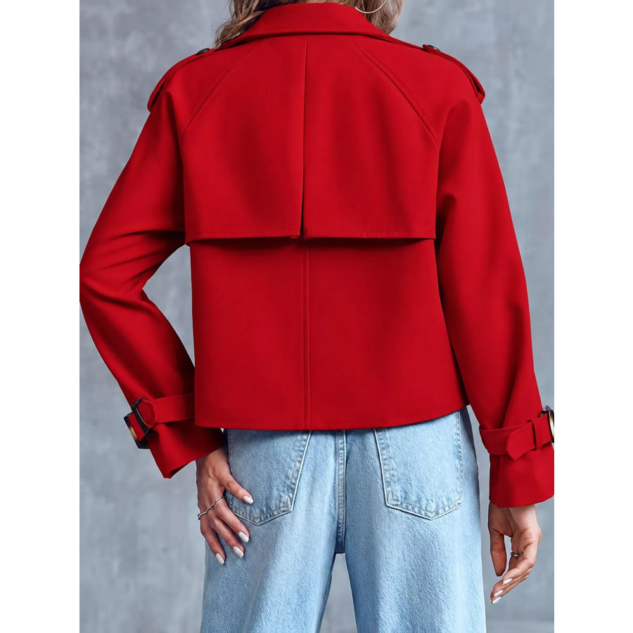 Double-Breasted Cropped Trench Outerwear Apparel and Accessories
