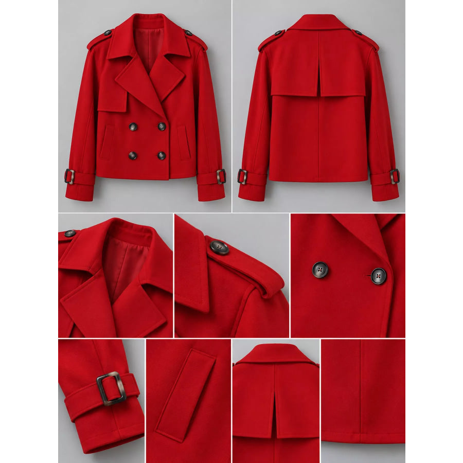 Double-Breasted Cropped Trench Outerwear Apparel and Accessories