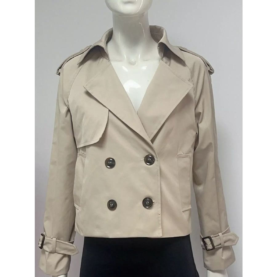 Double-Breasted Cropped Trench Outerwear Apparel and Accessories