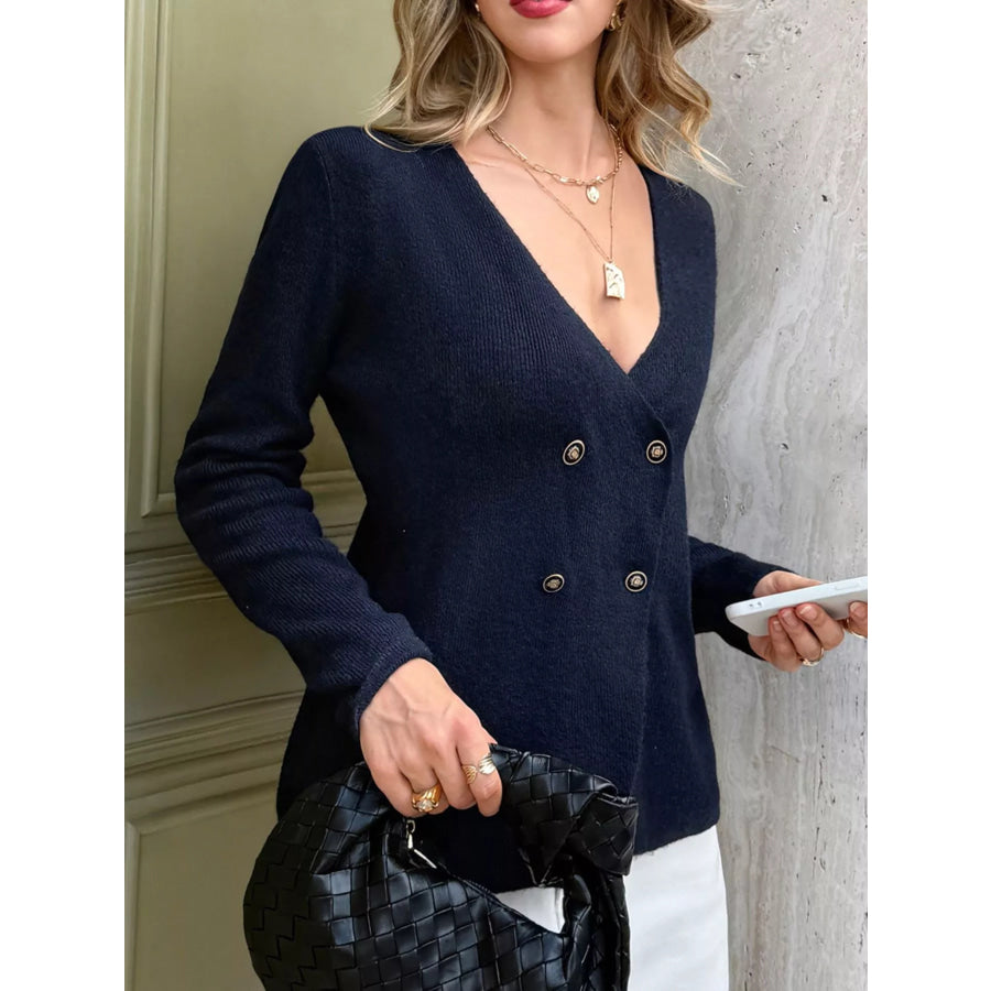Double-Breasted Knit Cardigan Apparel and Accessories