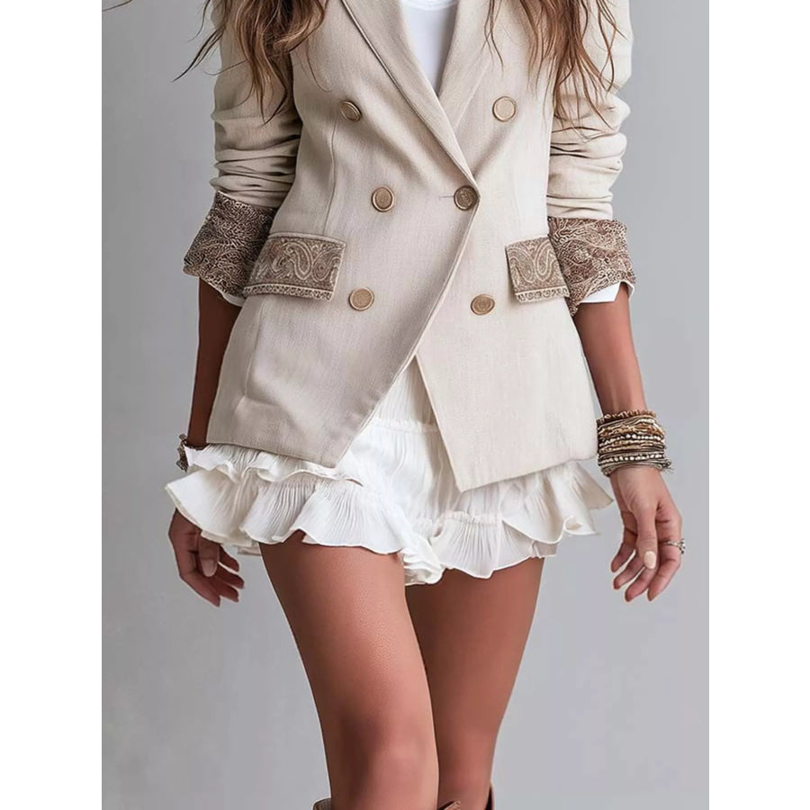 Double-Breasted Lapel Collar Blazer Apparel and Accessories