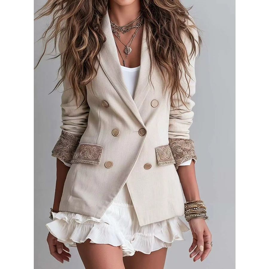 Double-Breasted Lapel Collar Blazer Apparel and Accessories