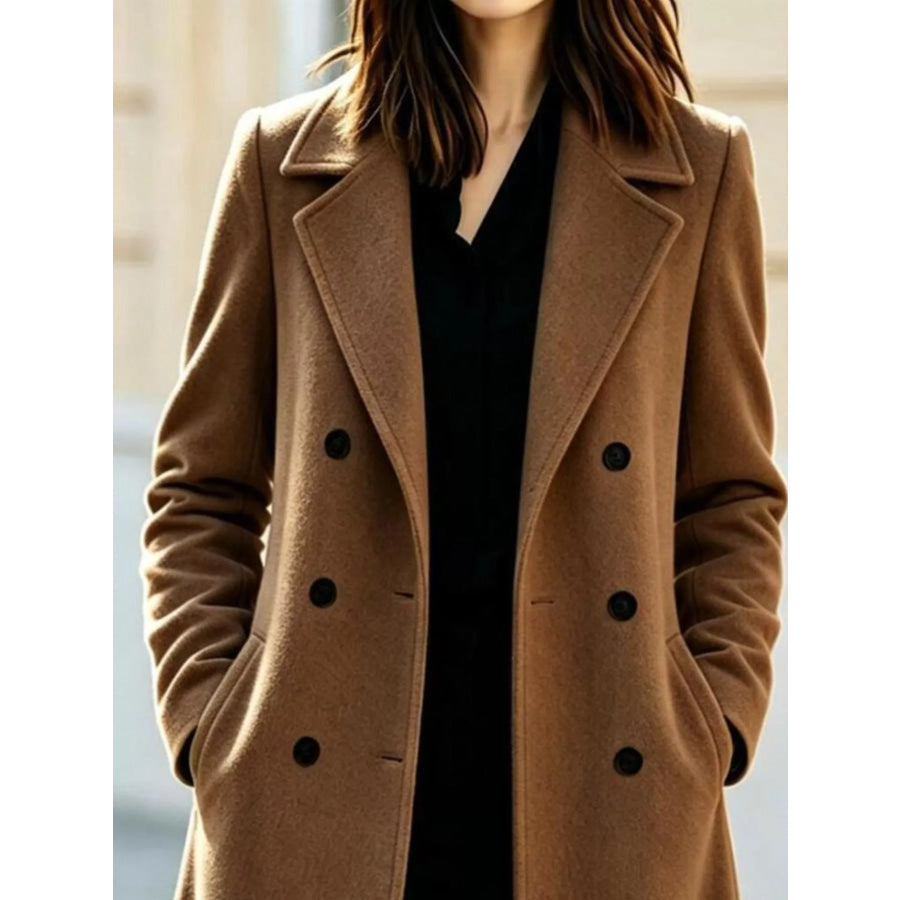 Double-Breasted Lapel Collar Coat Apparel and Accessories