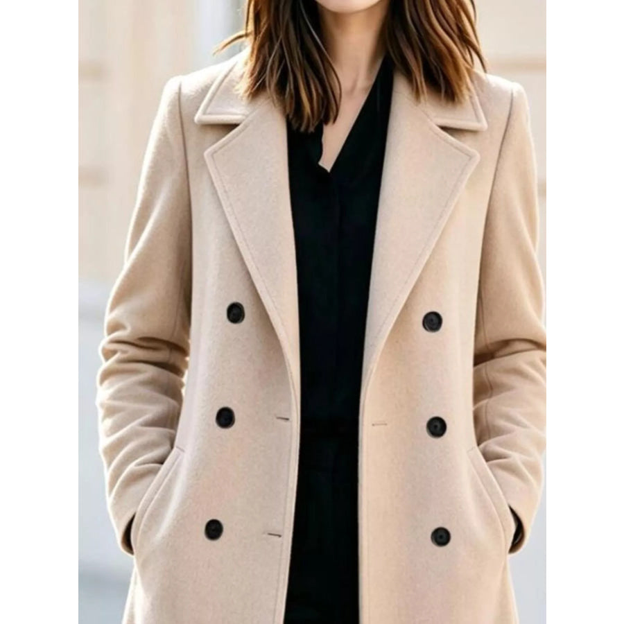 Double-Breasted Lapel Collar Coat Apparel and Accessories