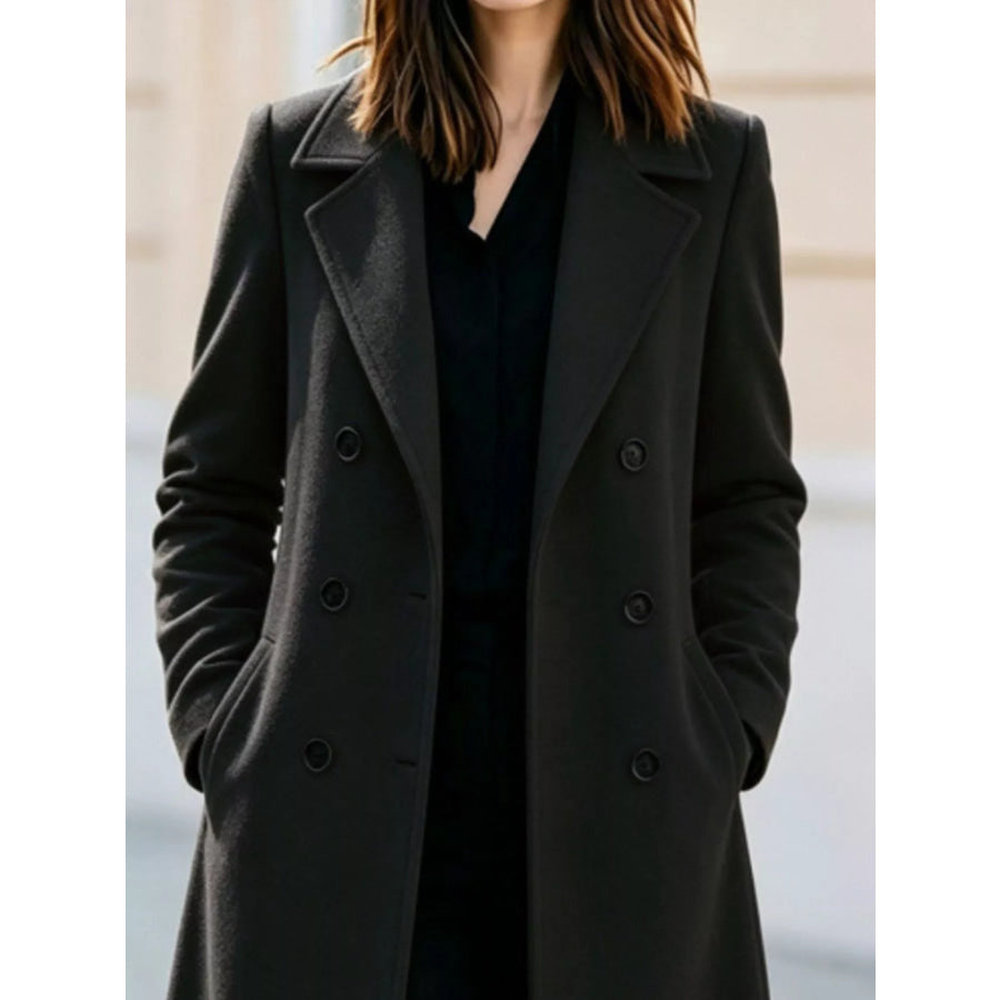 Double-Breasted Lapel Collar Coat Apparel and Accessories
