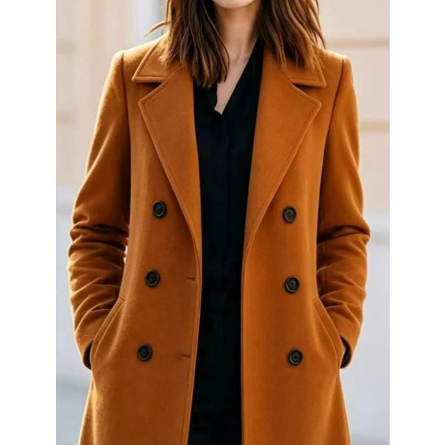 Double-Breasted Lapel Collar Coat Apparel and Accessories