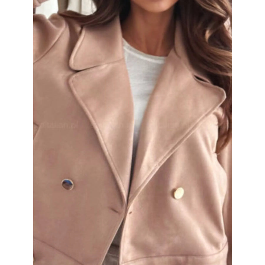 Double-Breasted Lapel Collar Jacket Apparel and Accessories