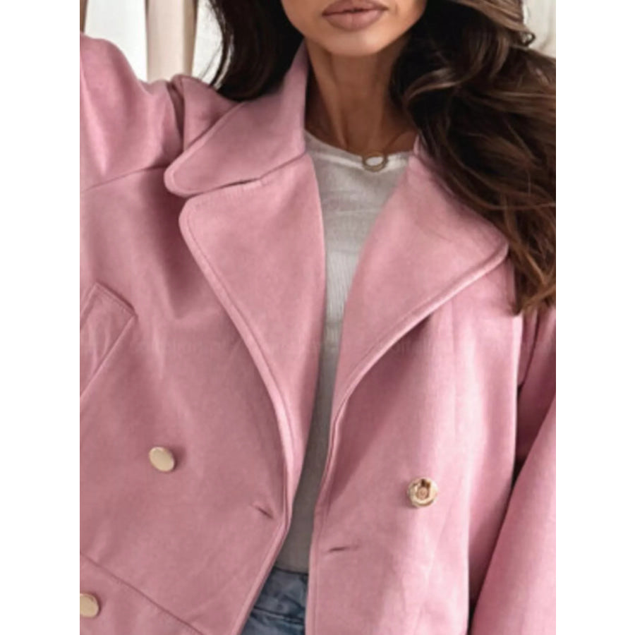 Double-Breasted Lapel Collar Jacket Apparel and Accessories