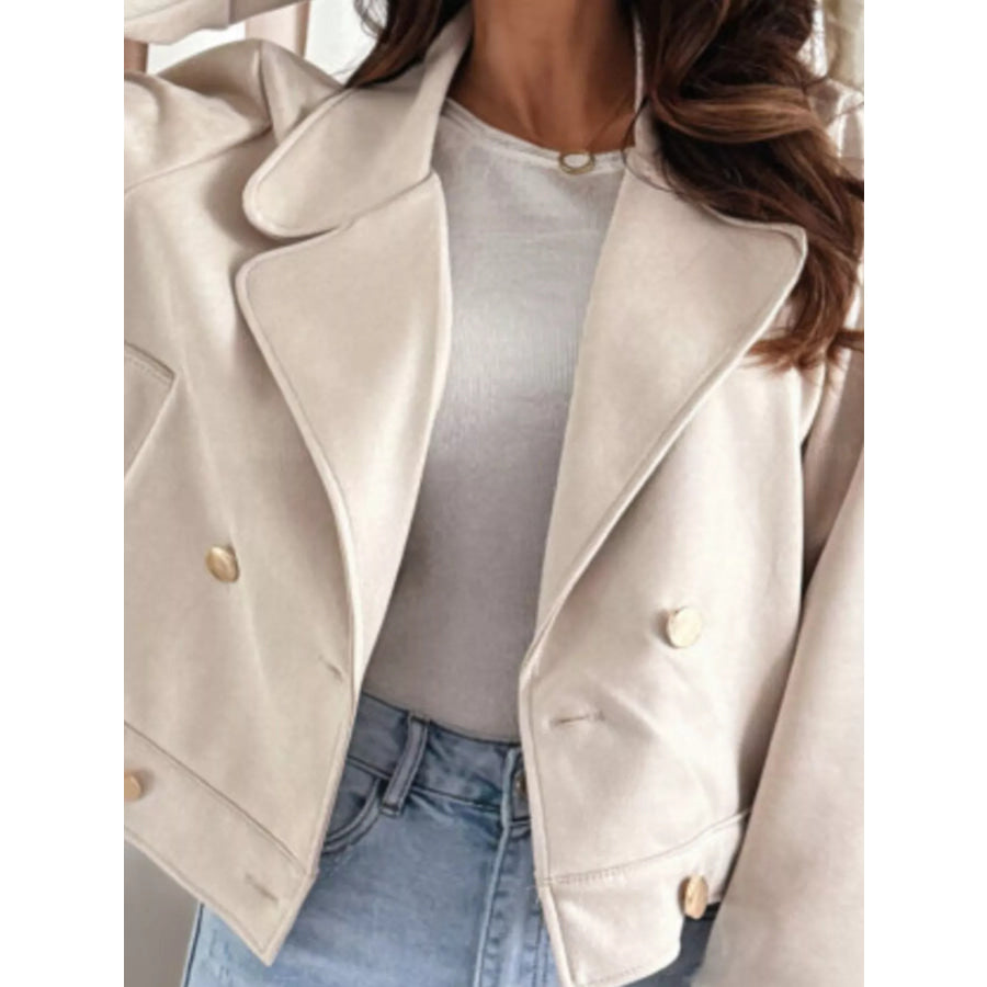Double-Breasted Lapel Collar Jacket Apparel and Accessories