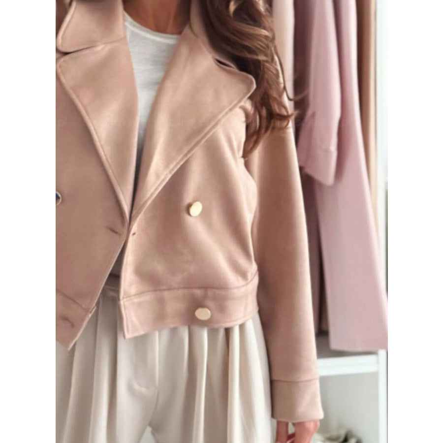Double-Breasted Lapel Collar Jacket Apparel and Accessories