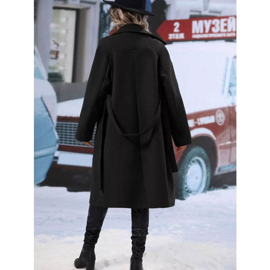 Double-Breasted Lapel Collar Overcoat Apparel and Accessories