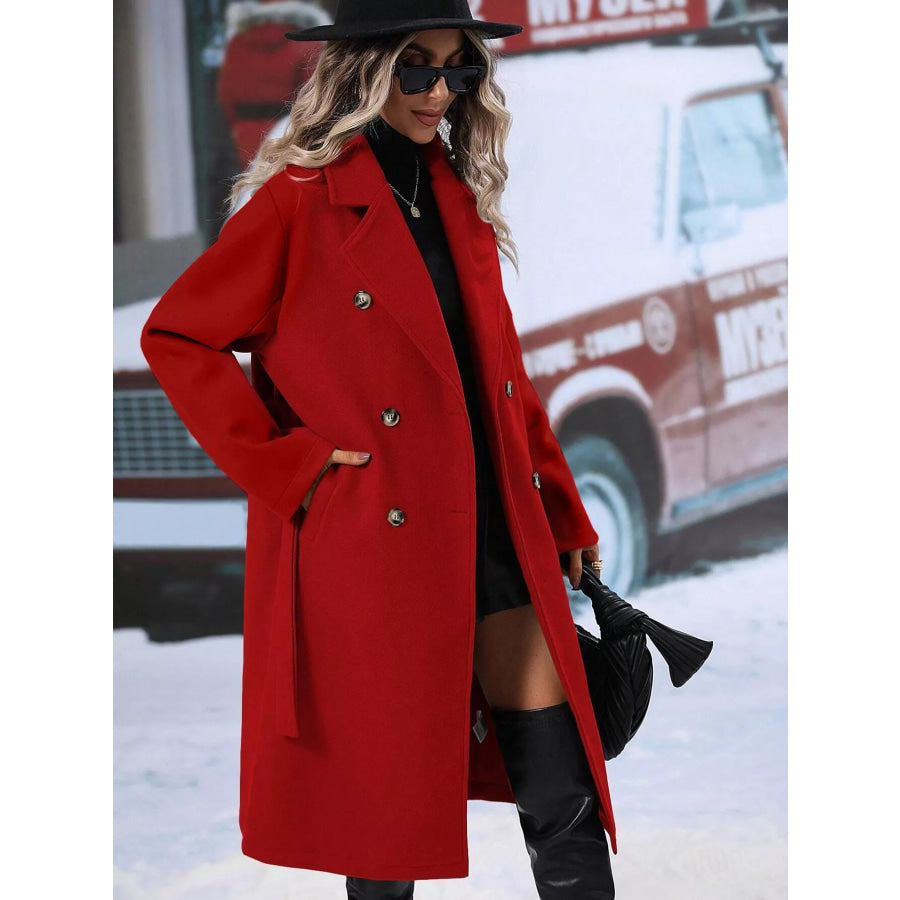 Double-Breasted Lapel Collar Overcoat Apparel and Accessories
