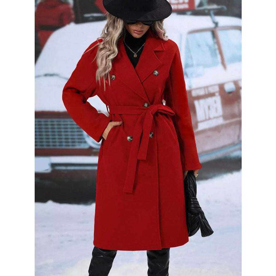 Double-Breasted Lapel Collar Overcoat Apparel and Accessories