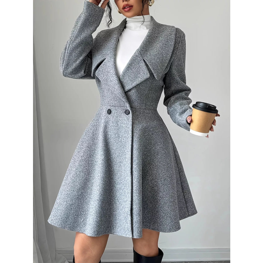 Double-Breasted Long Sleeve Outerwear Gray / S Apparel and Accessories