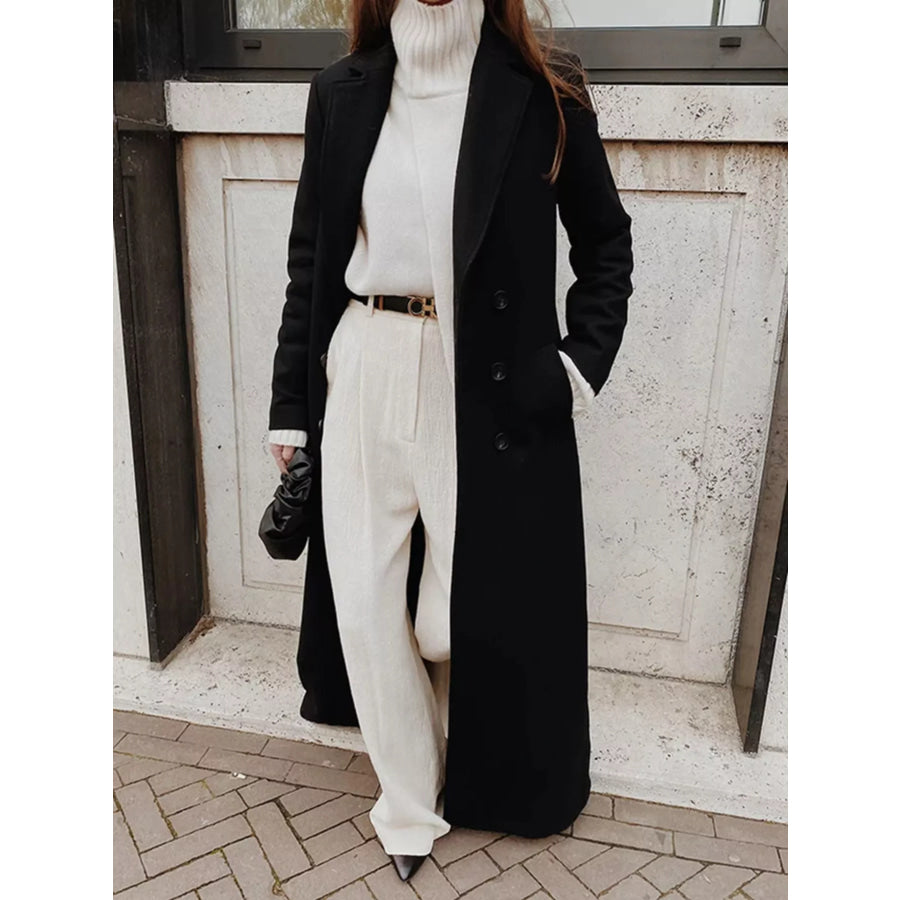 Double-Breasted Longline Overcoat Black / S Apparel and Accessories
