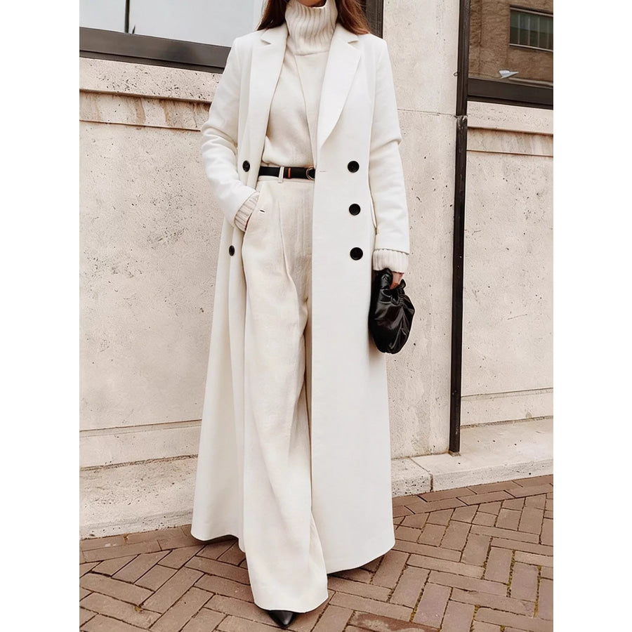 Double-Breasted Longline Overcoat Gray/white / S Apparel and Accessories