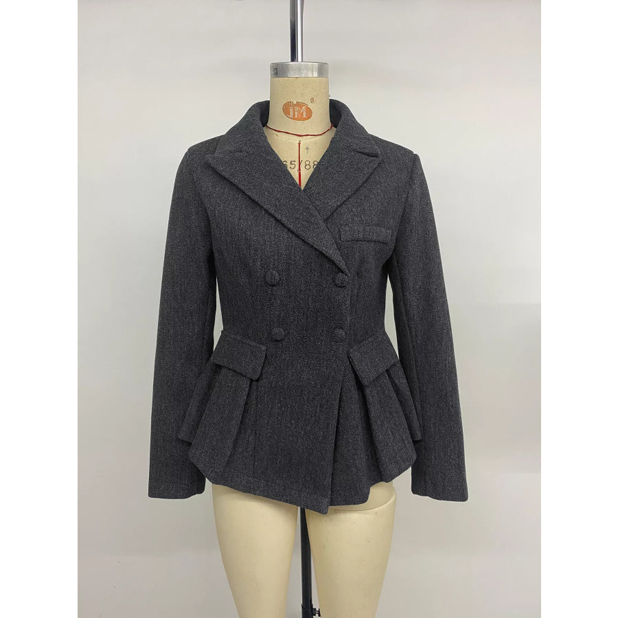 Double-Breasted Peplum Blazer Apparel and Accessories
