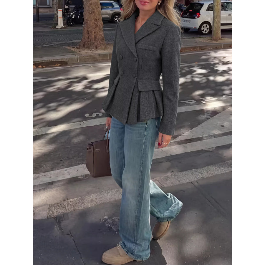 Double-Breasted Peplum Blazer Apparel and Accessories