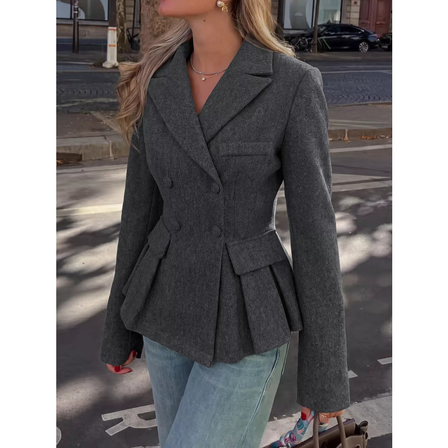 Double-Breasted Peplum Blazer Apparel and Accessories