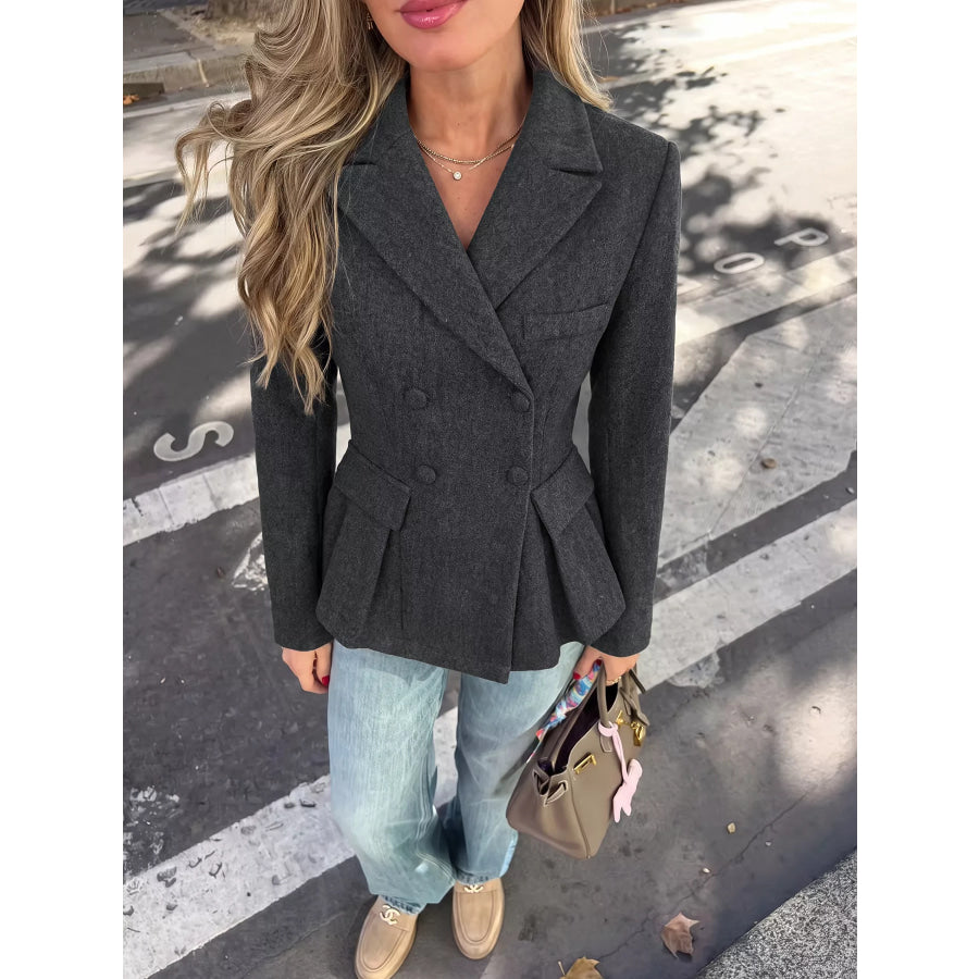 Double-Breasted Peplum Blazer Apparel and Accessories