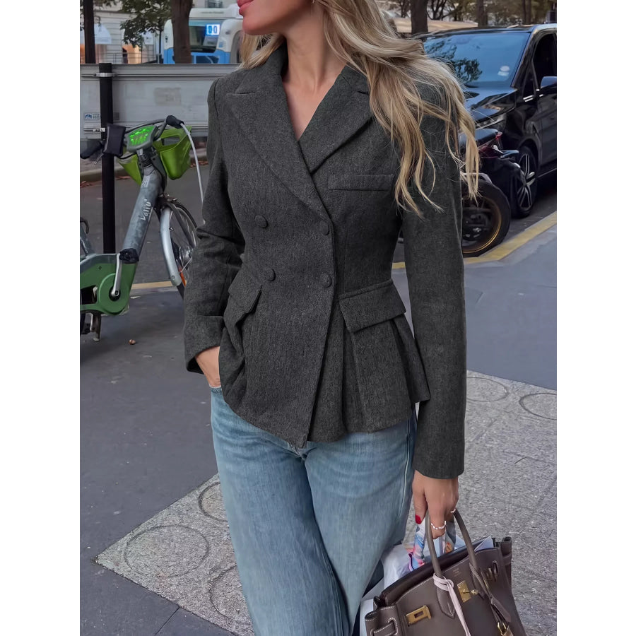 Double-Breasted Peplum Blazer Apparel and Accessories