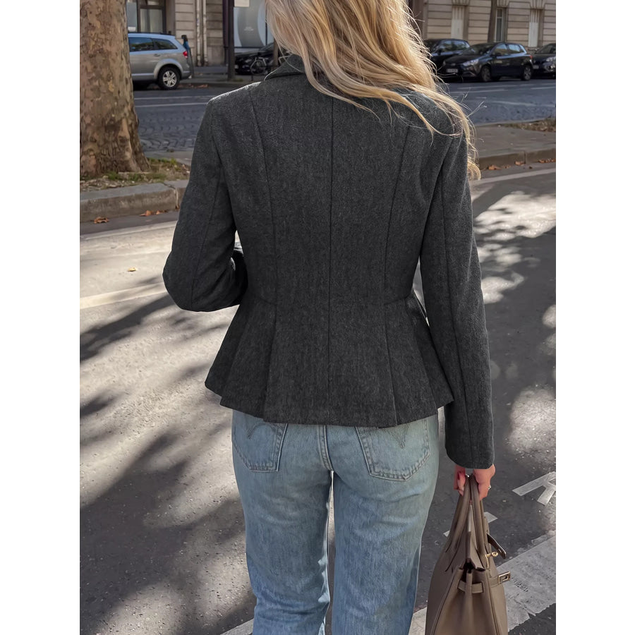 Double-Breasted Peplum Blazer Apparel and Accessories